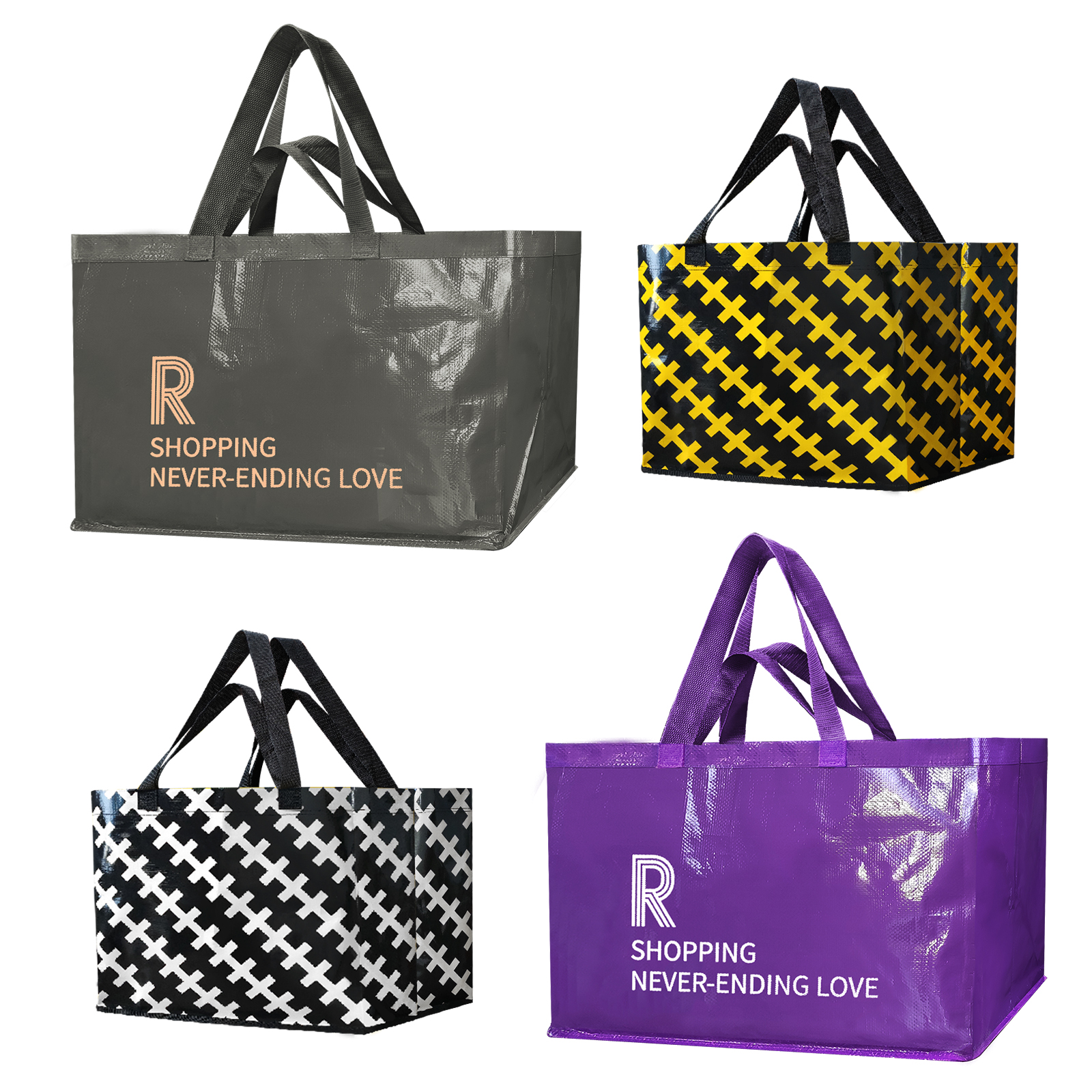 Reusable Grocery Shopping Box Bags (4 Pack ). Large, Premium Quality